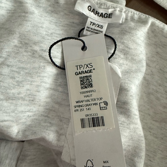 Garage Grey Cropped Wrap Halter Top NWT Size XS - Picture 6 of 6